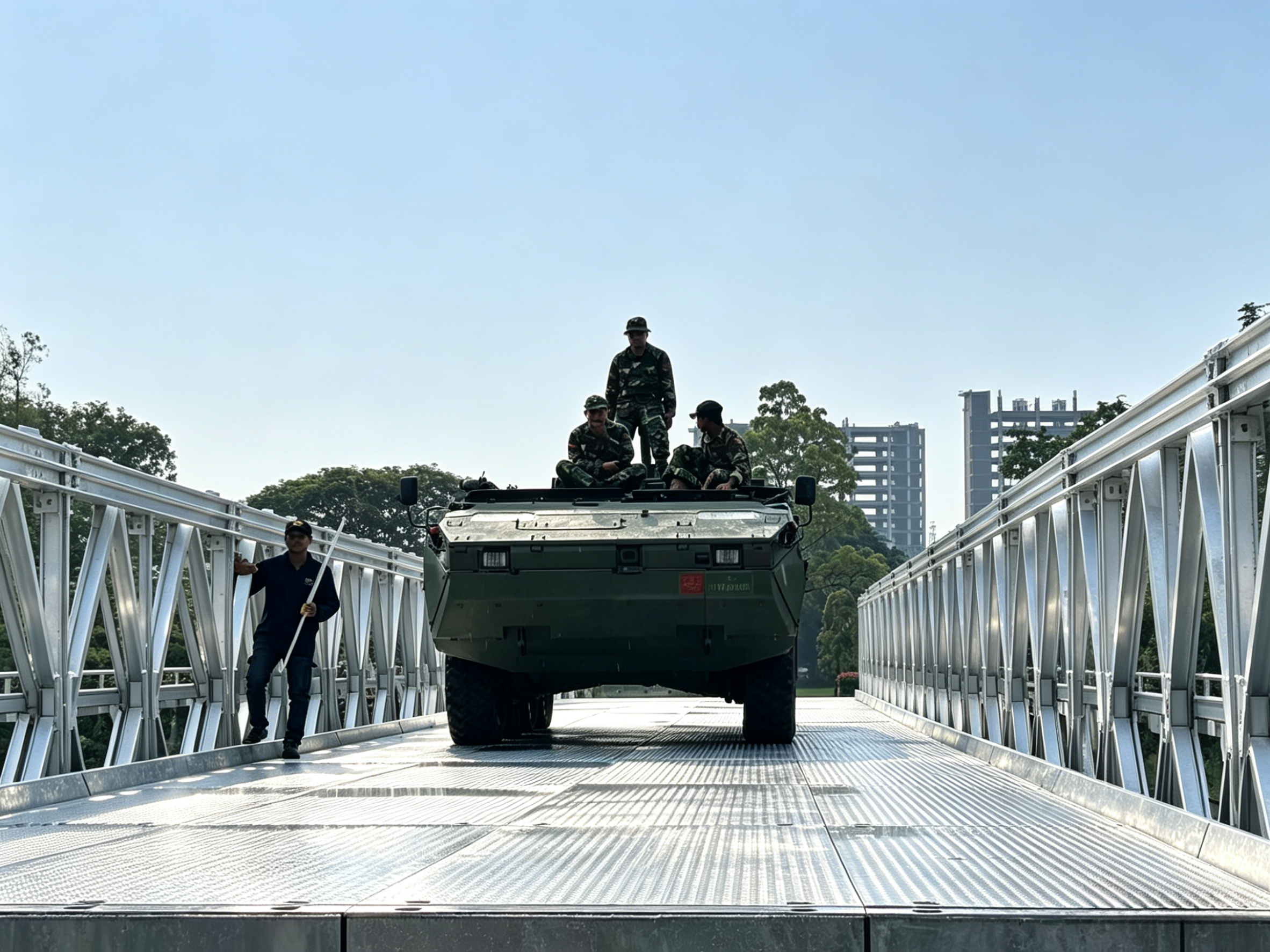 インドネシア製二層単列強化200型亜鉛メッキベイリー橋